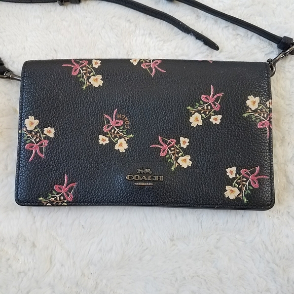 COACH Foldover Crossbody Clutch With Floral Bow Print - Picture 7 of 11